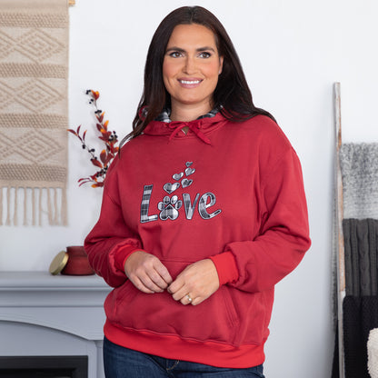 Plaid Love & Paw Hooded Sweatshirt