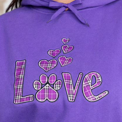 Plaid Love & Paw Hooded Sweatshirt