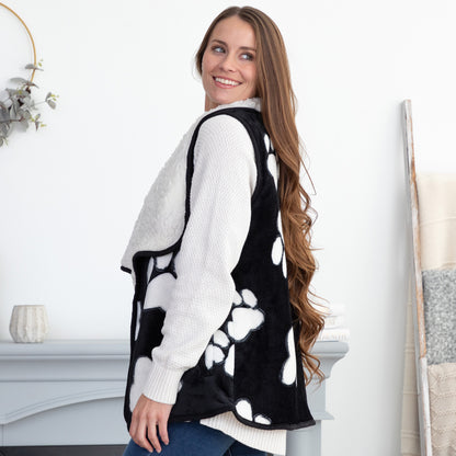 Paw Print Plush Sherpa Fleece-Lined Vest