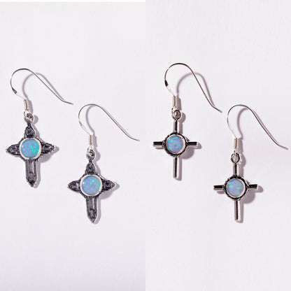 Sterling & Opal Cross Earrings