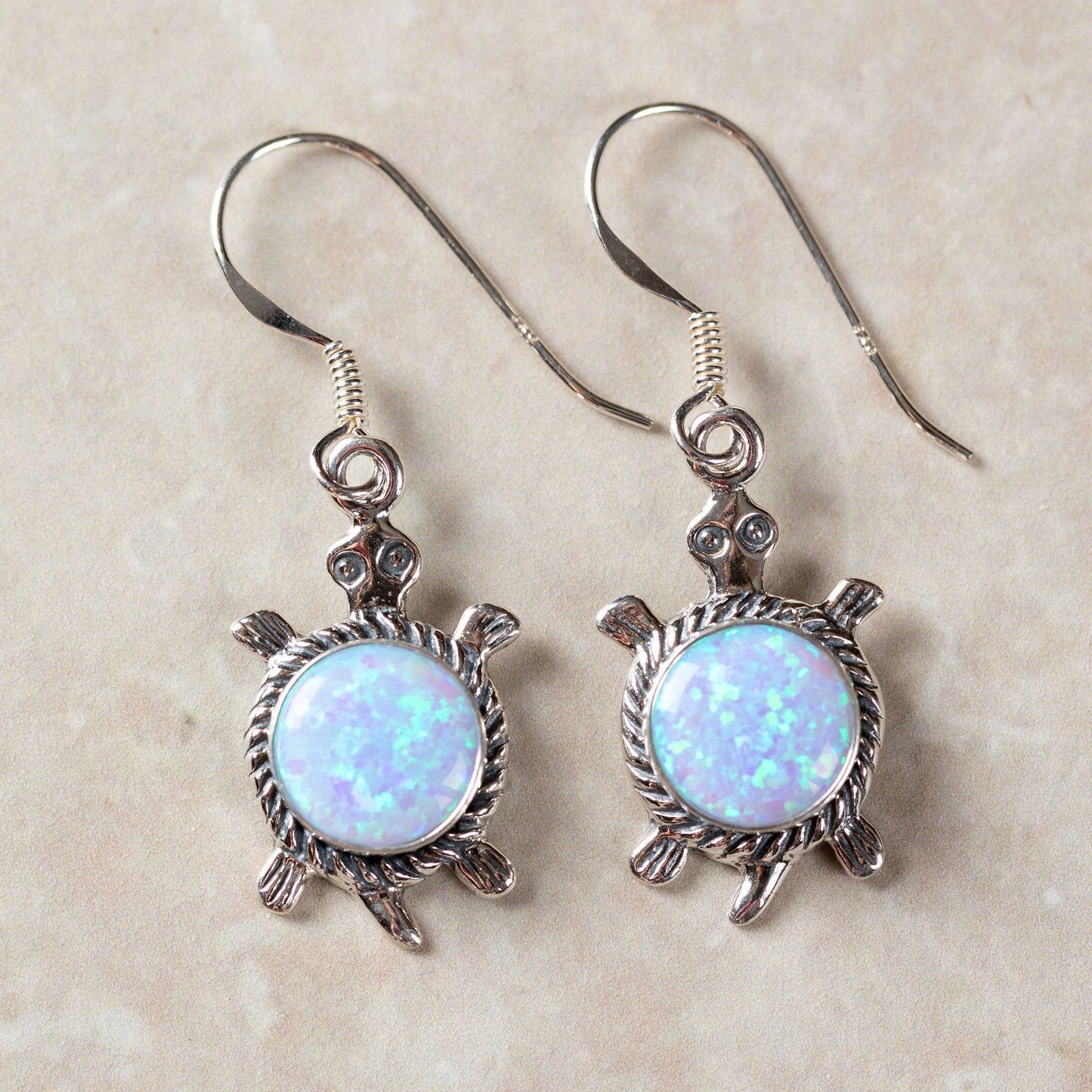 Turtle Sterling & Opal Earrings