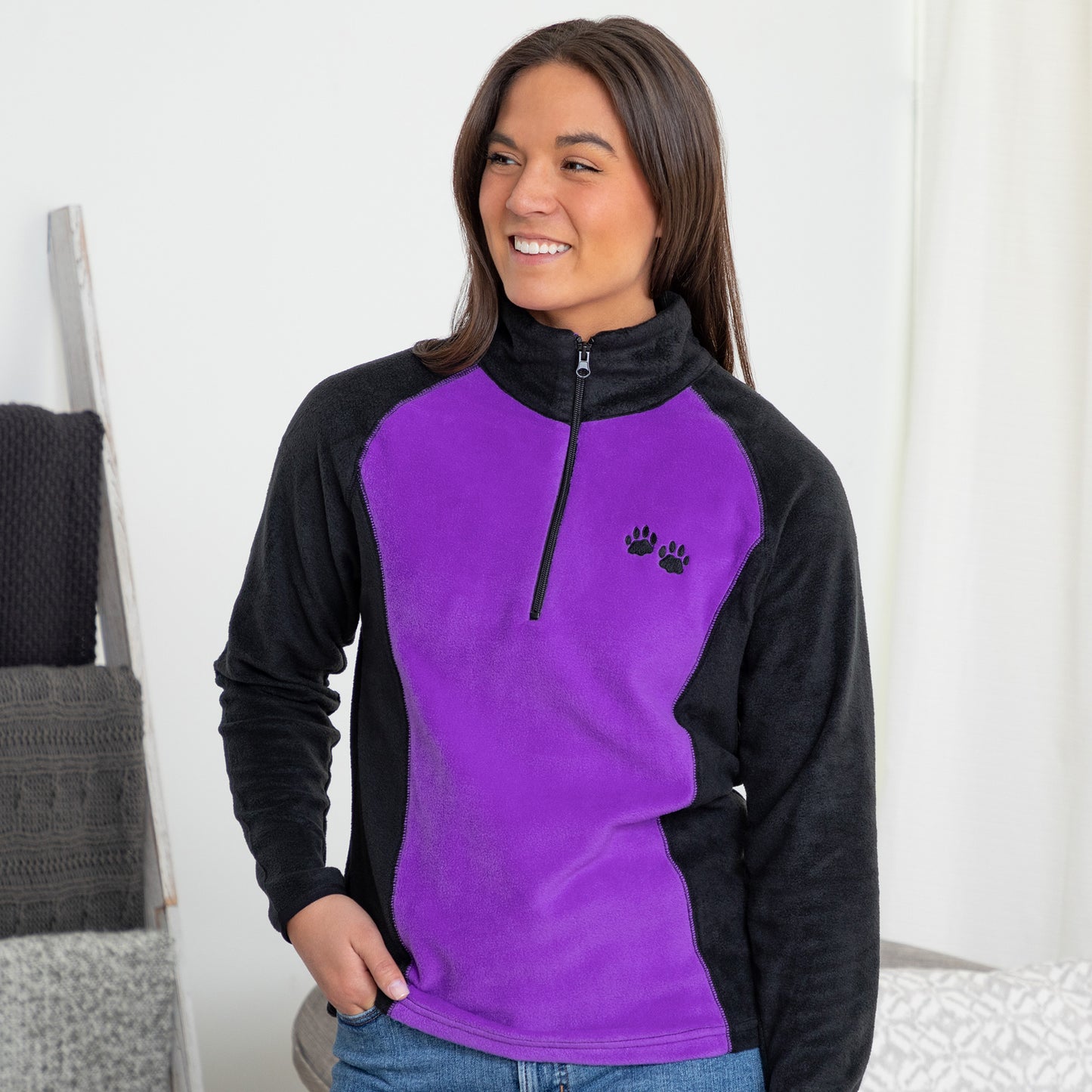 Paw Print Polar Fleece Quarter Zip Pullover