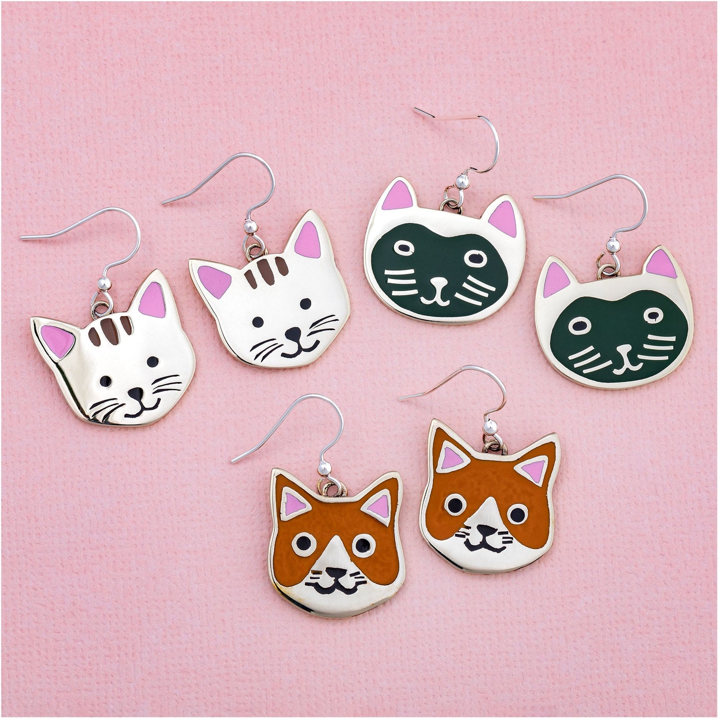 Hand Painted Cat Earrings