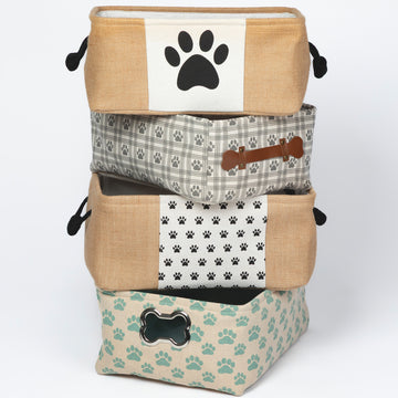 Paw Print Storage Basket with Handles