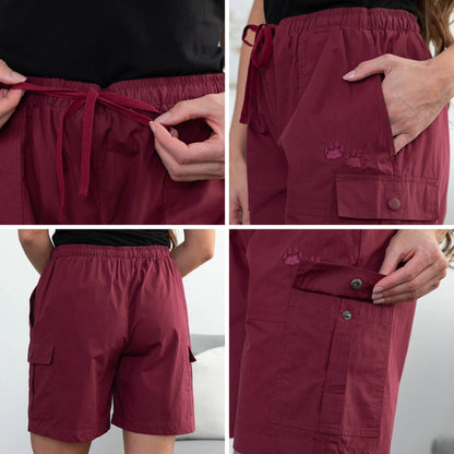 Paw Print Cargo Canvas Shorts