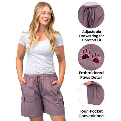 Paw Print Cargo Canvas Shorts