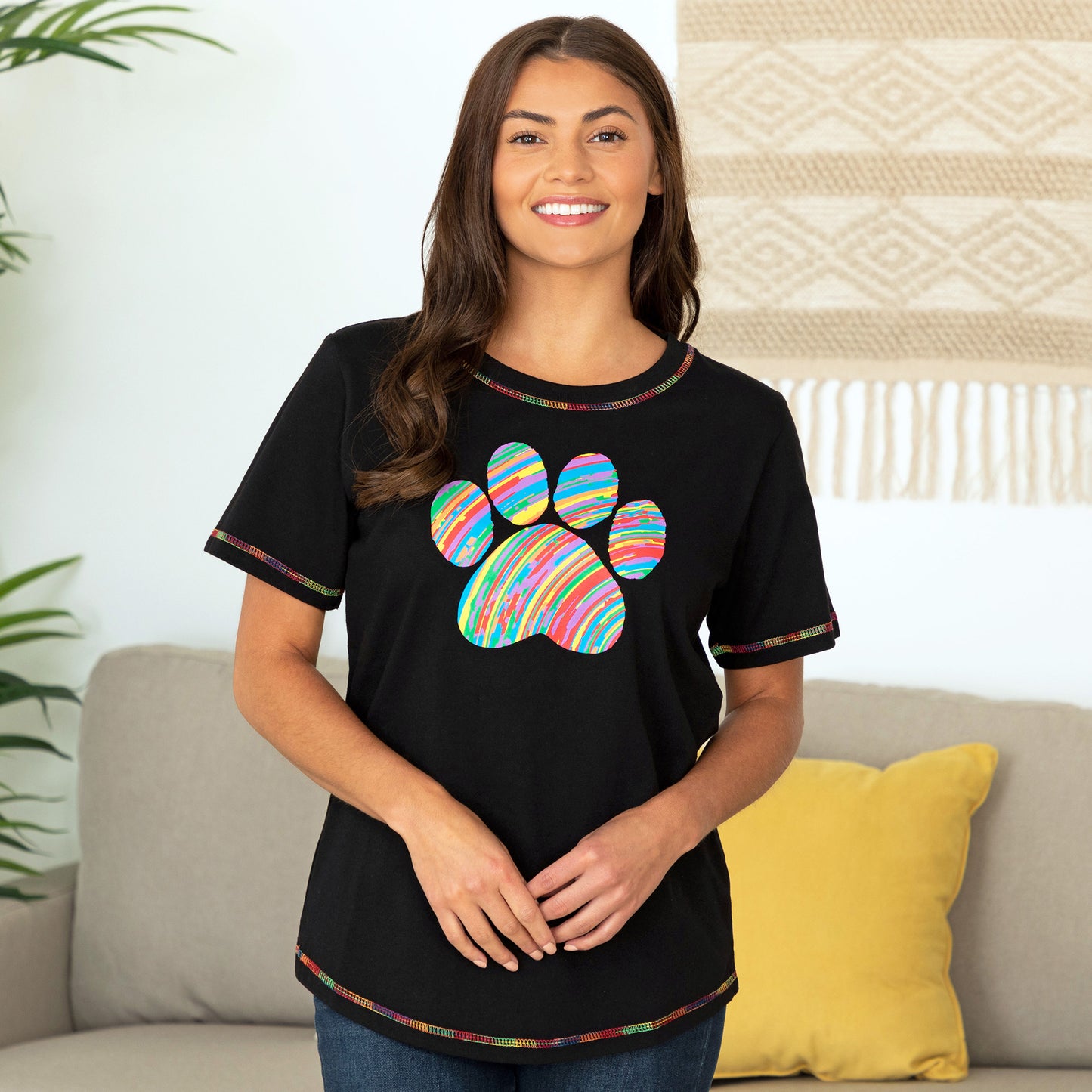 Paw Print Rainbow Short Sleeve T-Shirt