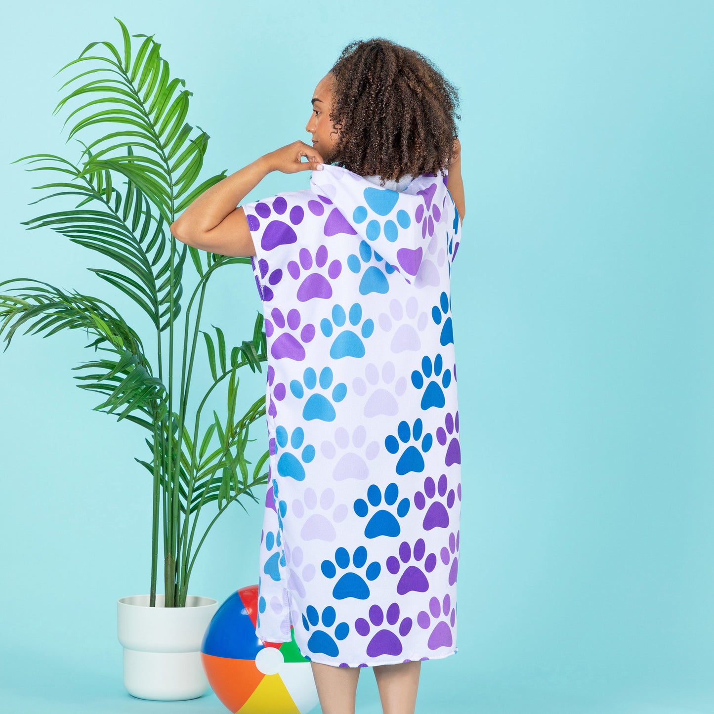 Paw Print Beach Towel Poncho