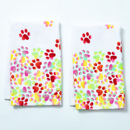 Paw Print Bath Hand Towels - Set of 2