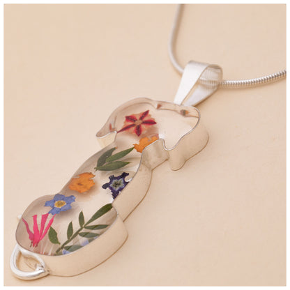 Real Flowers & Sterling Necklace