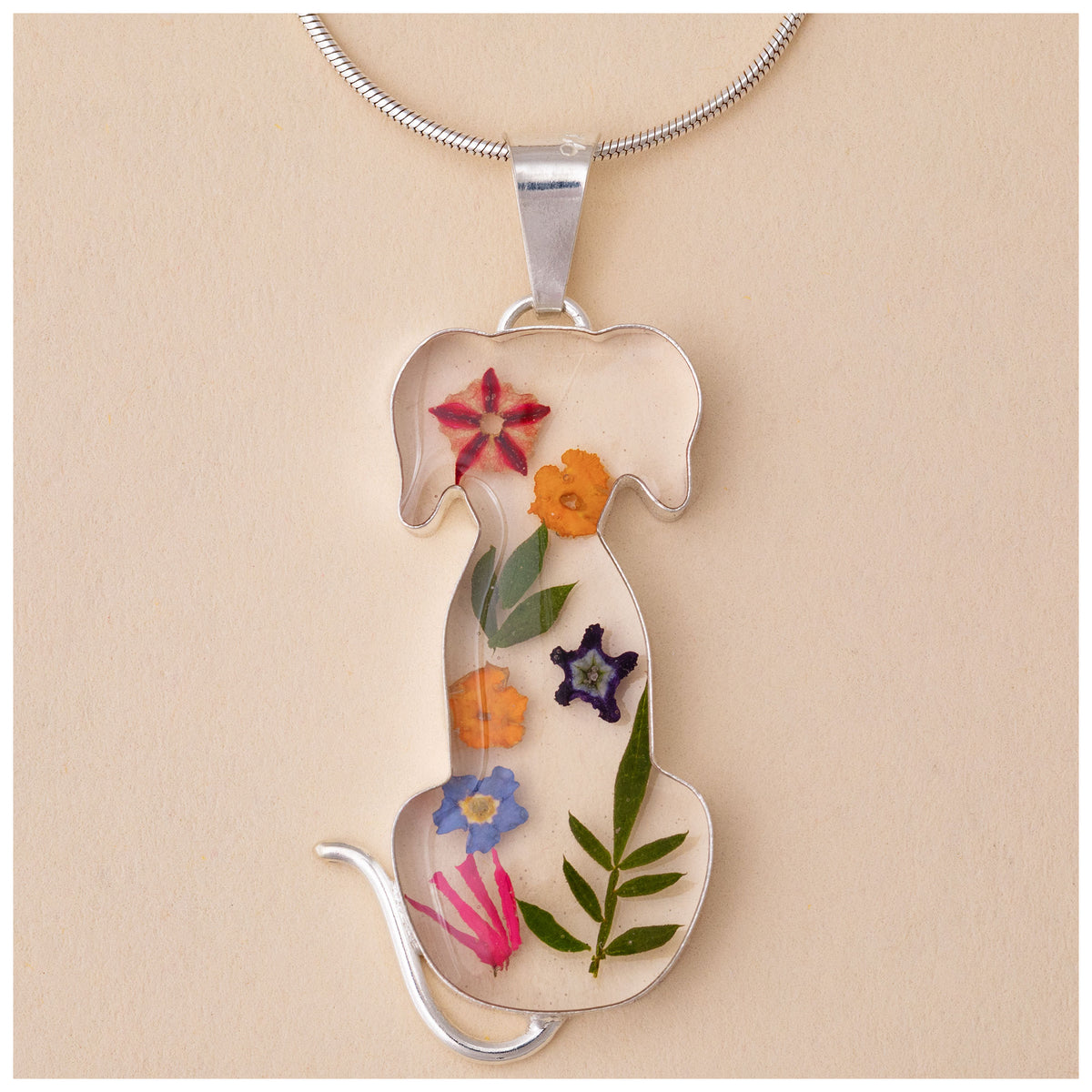 Real Flowers & Sterling Necklace