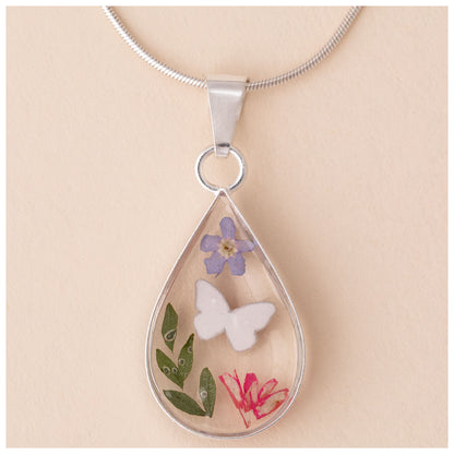 Real Flowers & Sterling Necklace