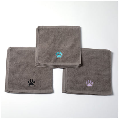 Embroidered Paw Wash Cloth - Set of 4