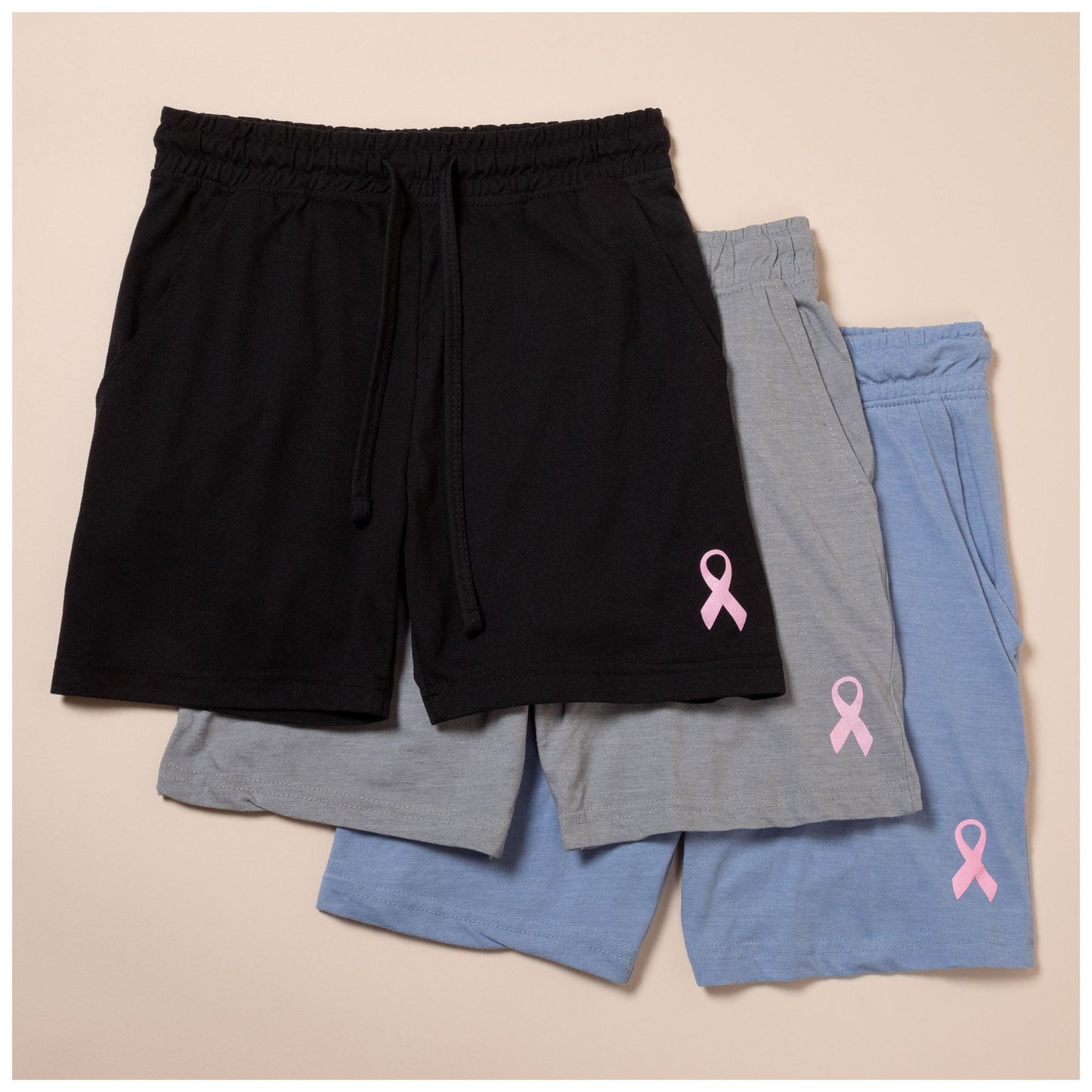 Women's Pink Ribbon Drawstring Shorts