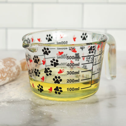 Paws & Hearts Glass Measuring Cup