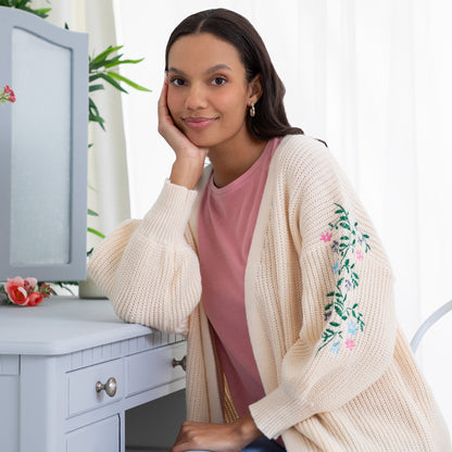 Paw Floral Vine Accented Cardigan