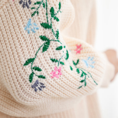 Paw Floral Vine Accented Cardigan