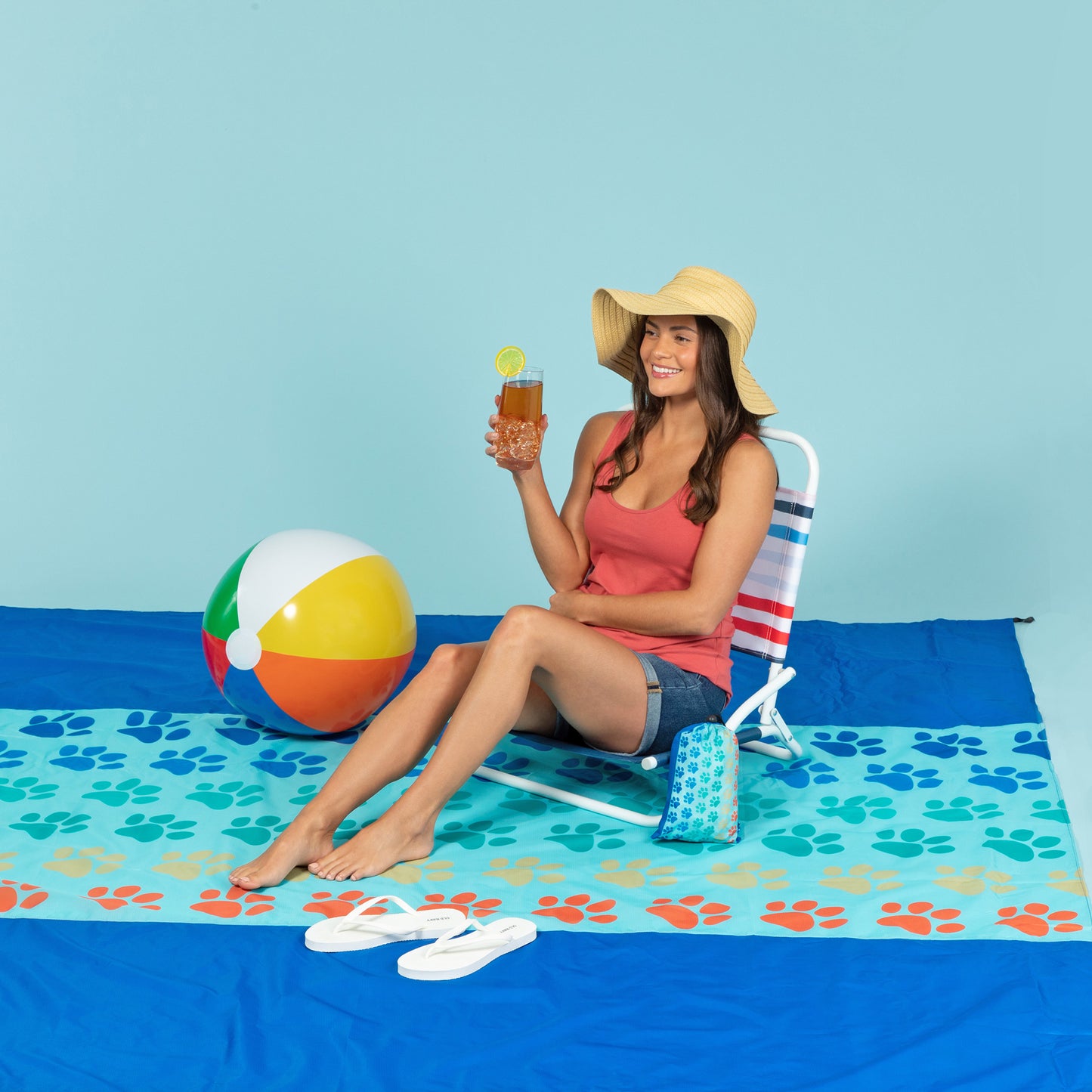 Extra Large Sand-proof Beach Mat with Carrying Pouch & Stakes