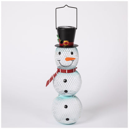 Solar Snowman Mesh Bird Feeder