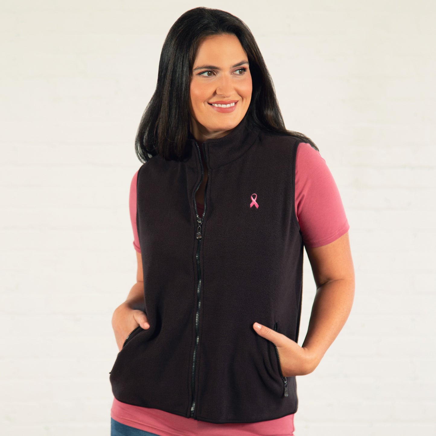 Pink Ribbon Fleece Vest