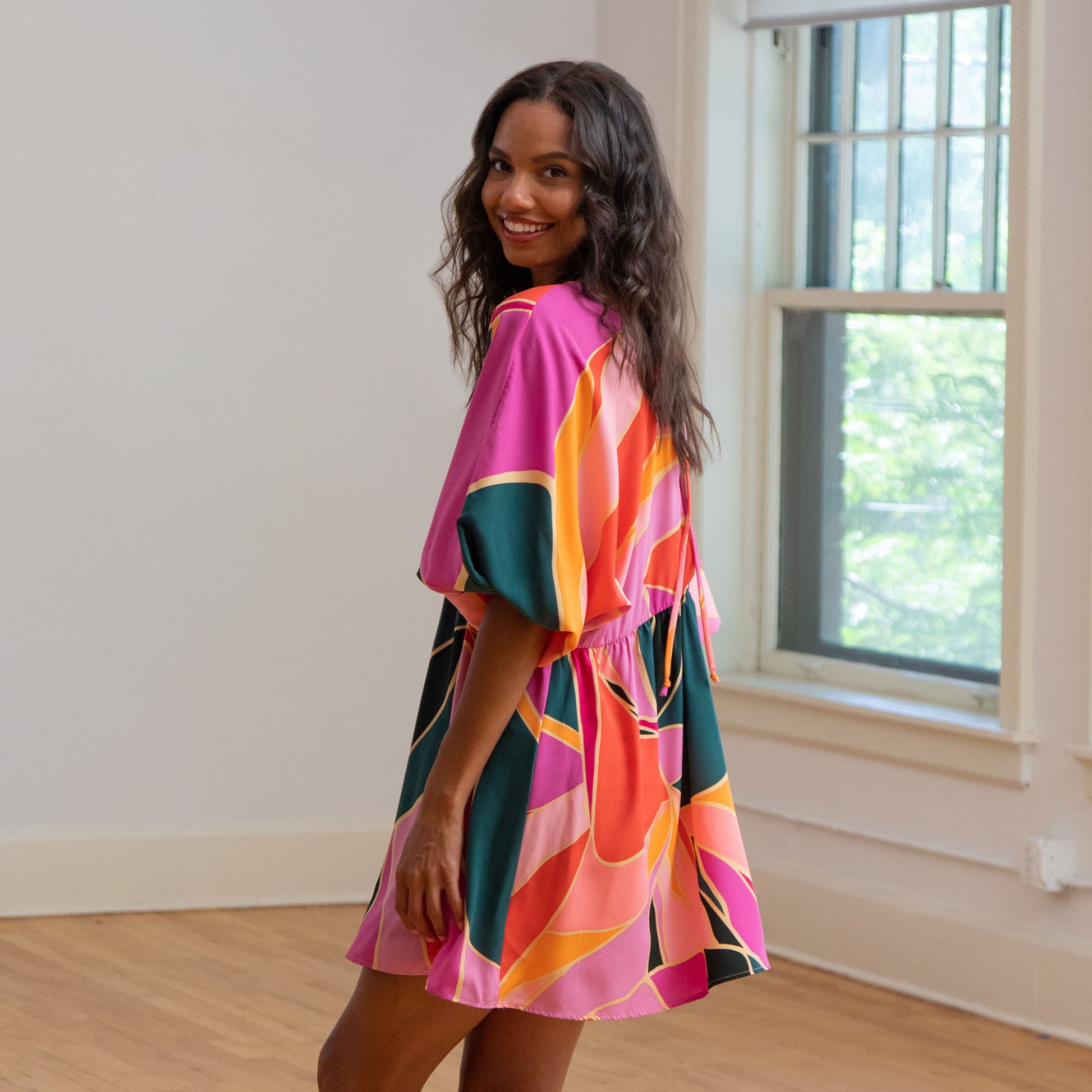 Metamorphosis Kimono Mini Dress - Blue