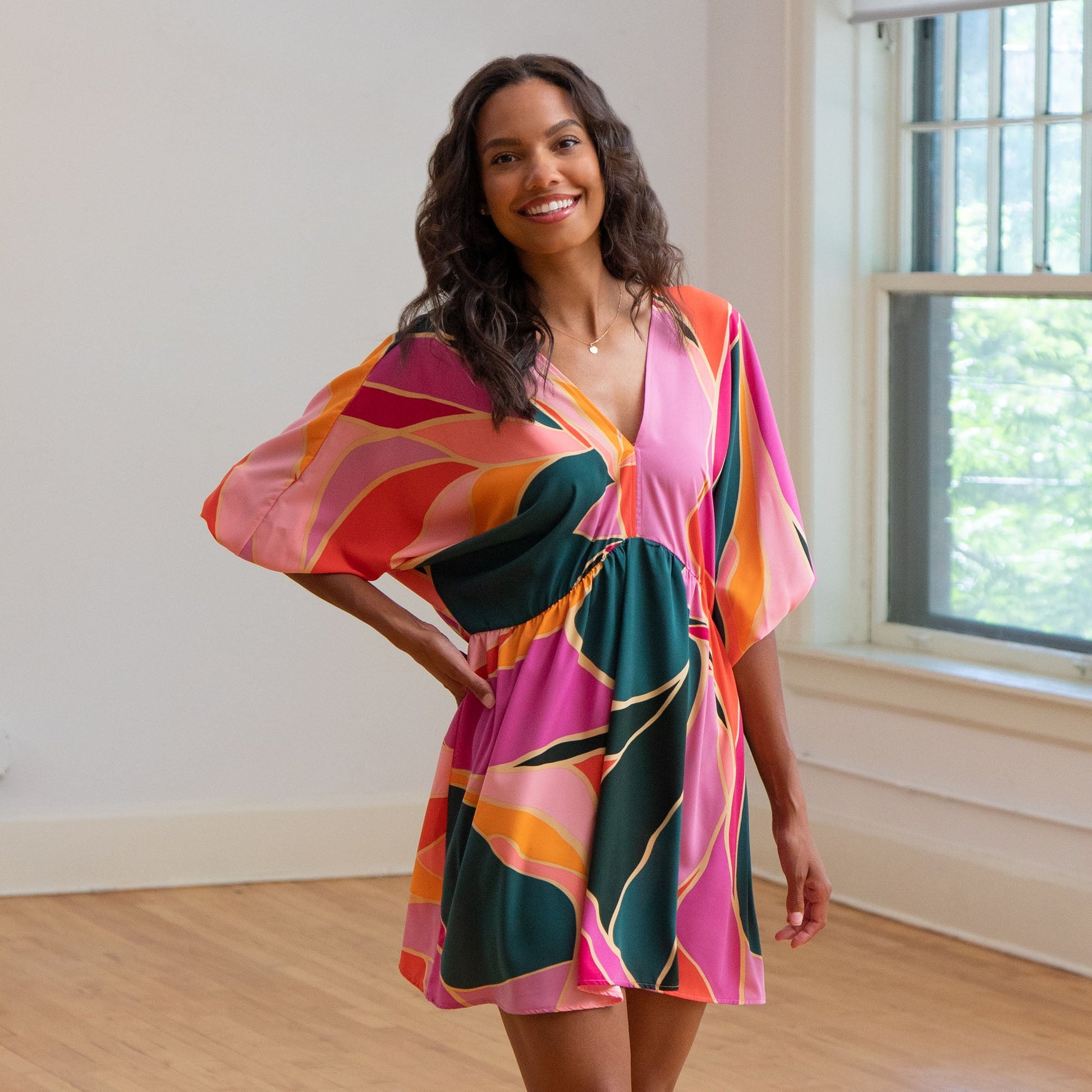 Metamorphosis Kimono Mini Dress - Blue