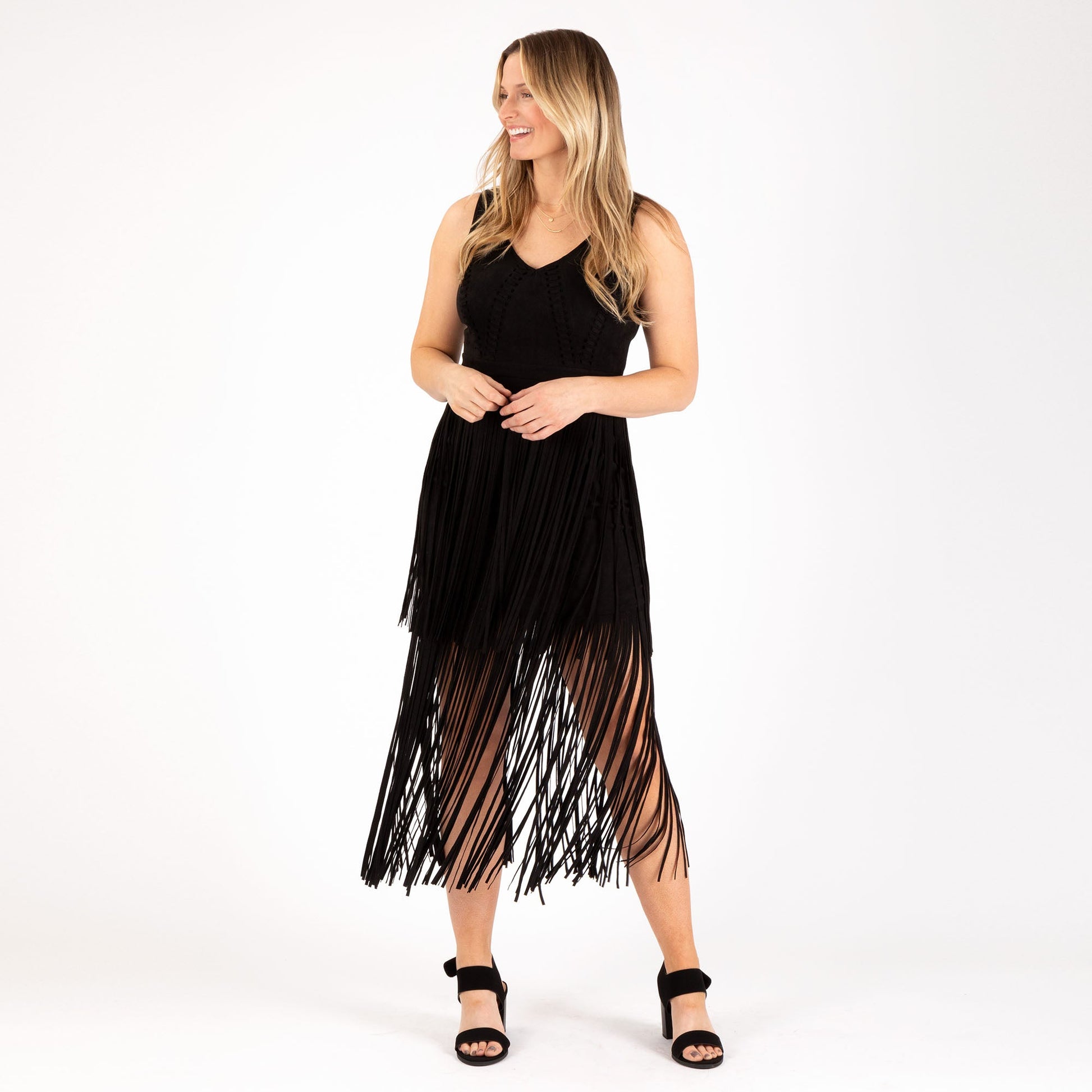 suede black dress Suede Sarah Mini Dress - Black