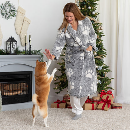 Prints of Paws Plush Sherpa Fleece Robe