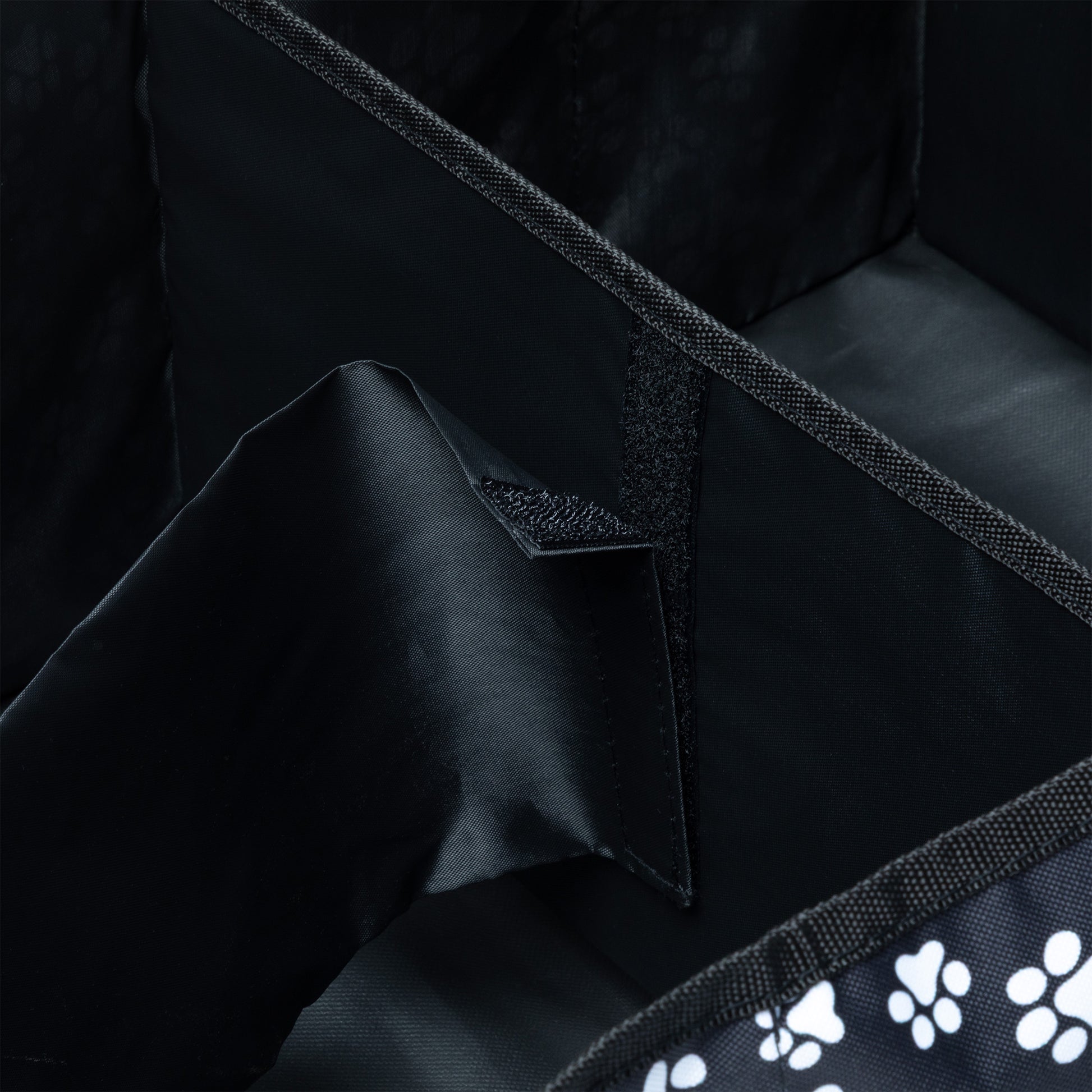 Close up of velcro feature inside of a car trunk organizer.