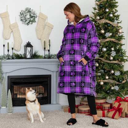 Super Cozy&trade; Paw Print Half Zip Blanket Hoodie with Kangaroo Pocket