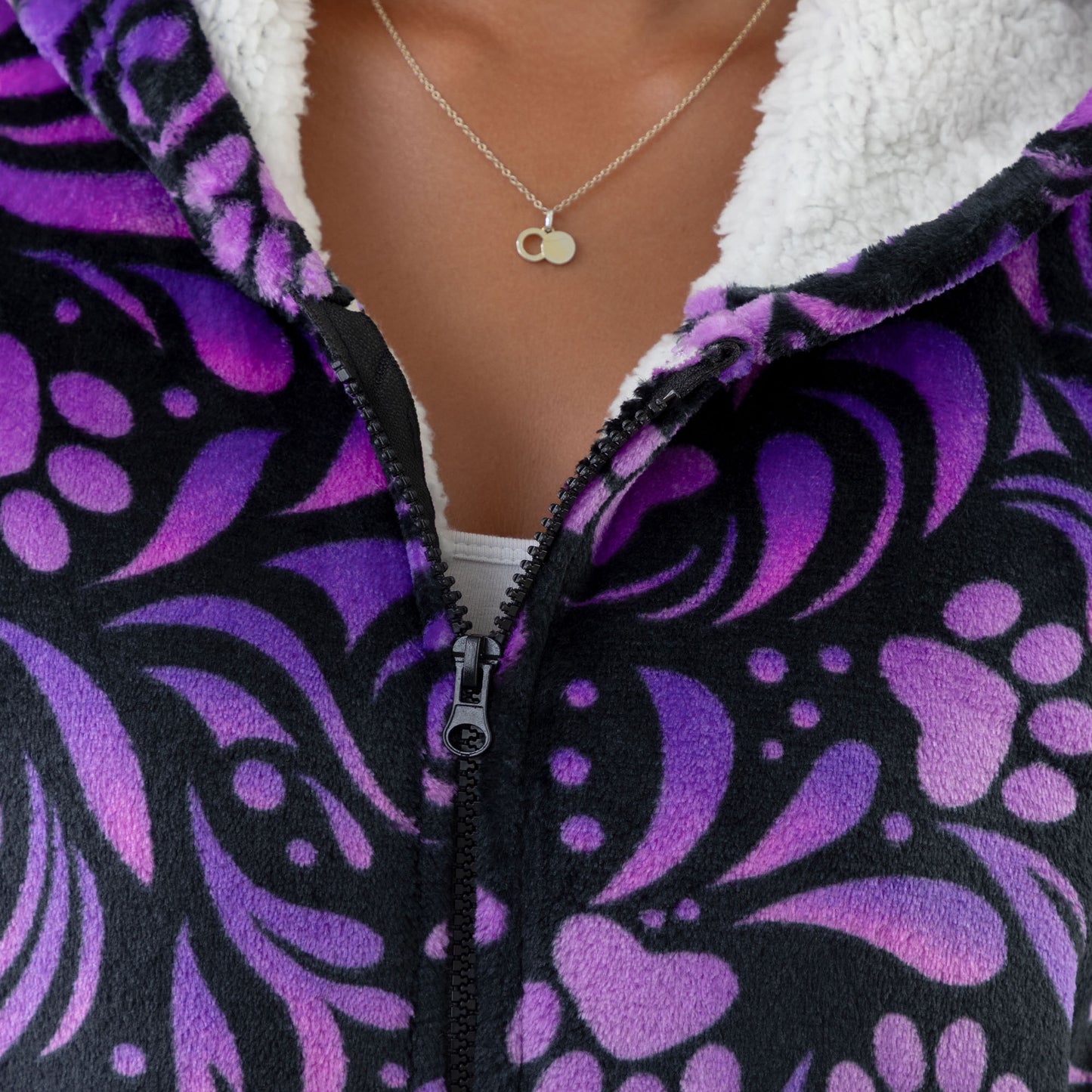 Super Cozy&trade; Paw Print Half Zip Blanket Hoodie with Kangaroo Pocket