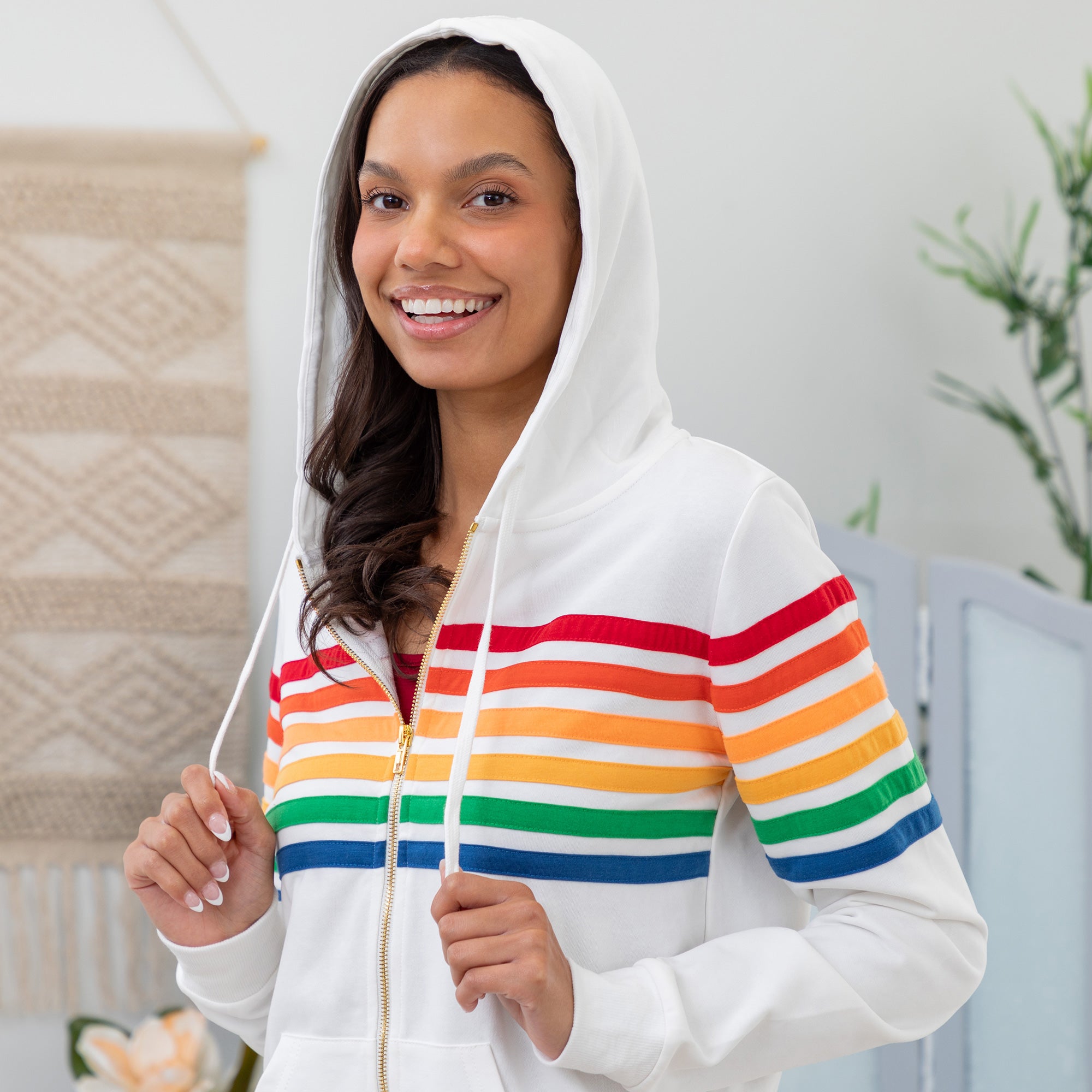 Vintage rainbow stripe popular sweatshirt full zip