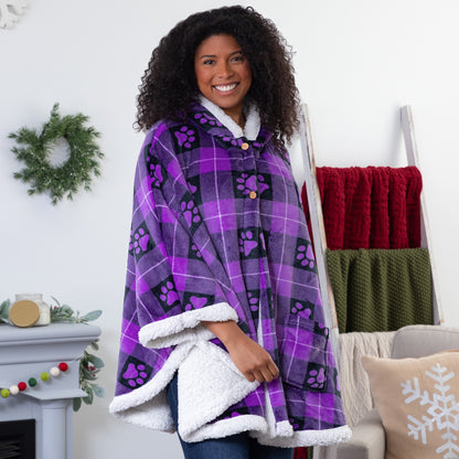 Super Cozy&trade; Paw Print Blanket Hoodie Cape