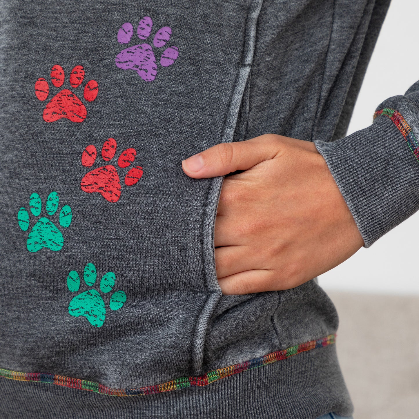 Rainbow Paws Zip Up Burnout Hoodie