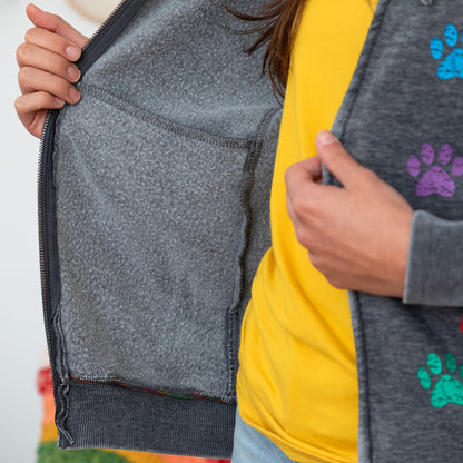 Rainbow Paws Zip Up Burnout Hoodie