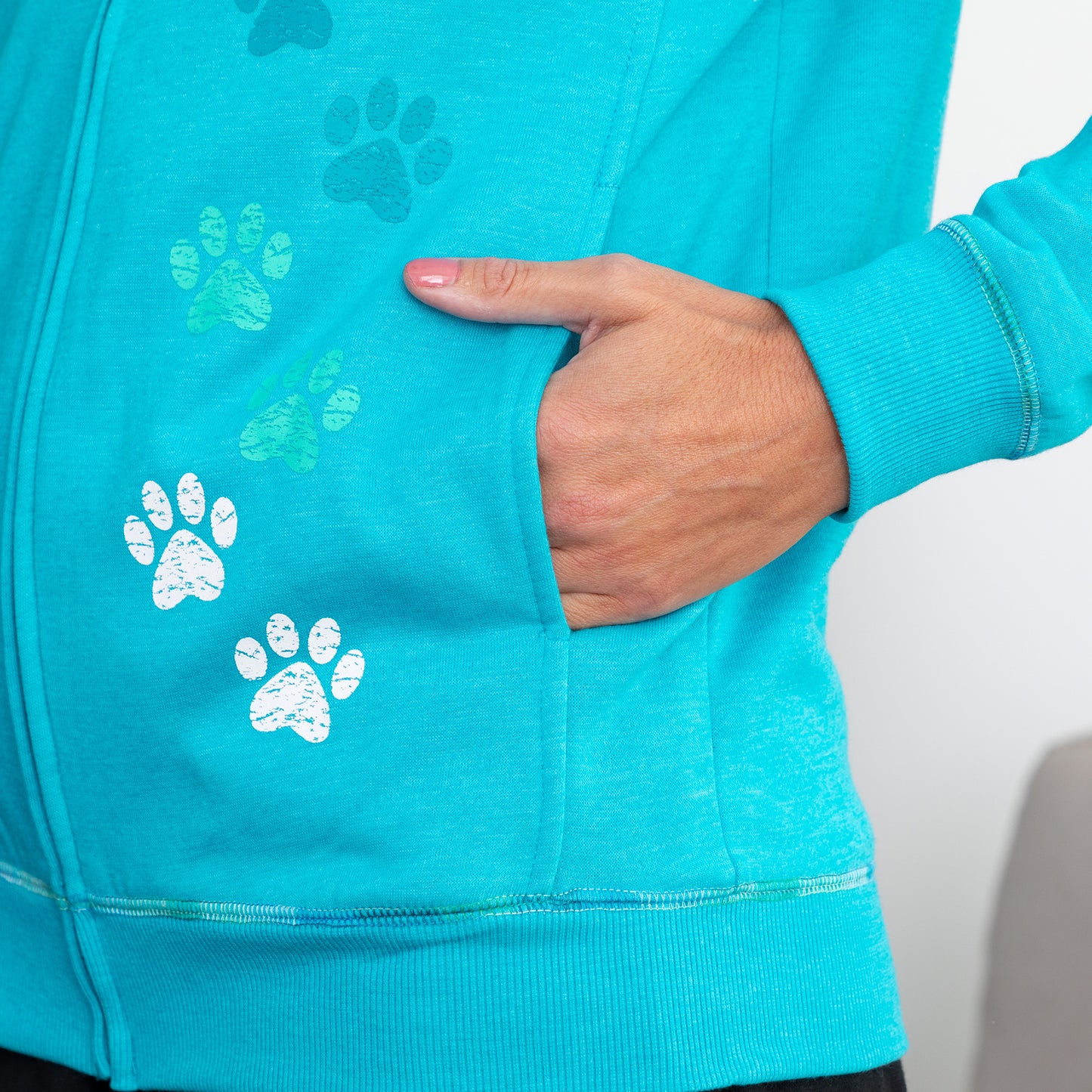 Rainbow Paws Zip Up Burnout Hoodie