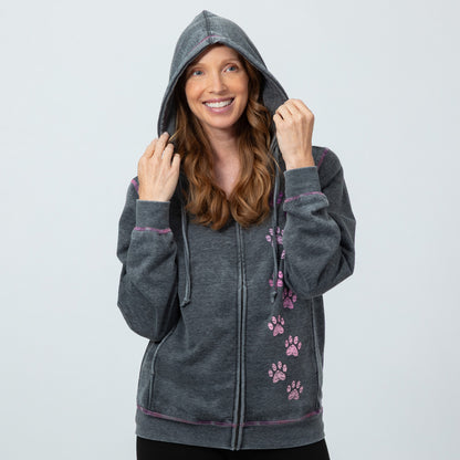 Rainbow Paws Zip Up Burnout Hoodie