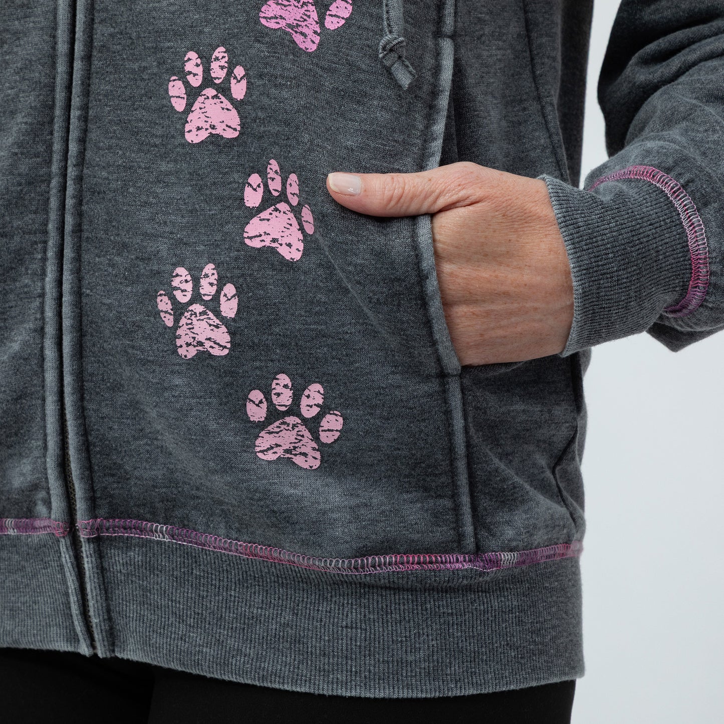 Rainbow Paws Zip Up Burnout Hoodie