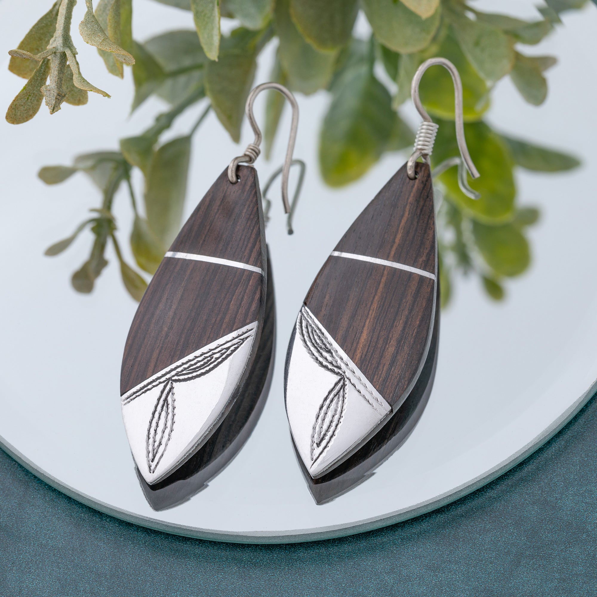 Touareg earrings in silver and shops ebony