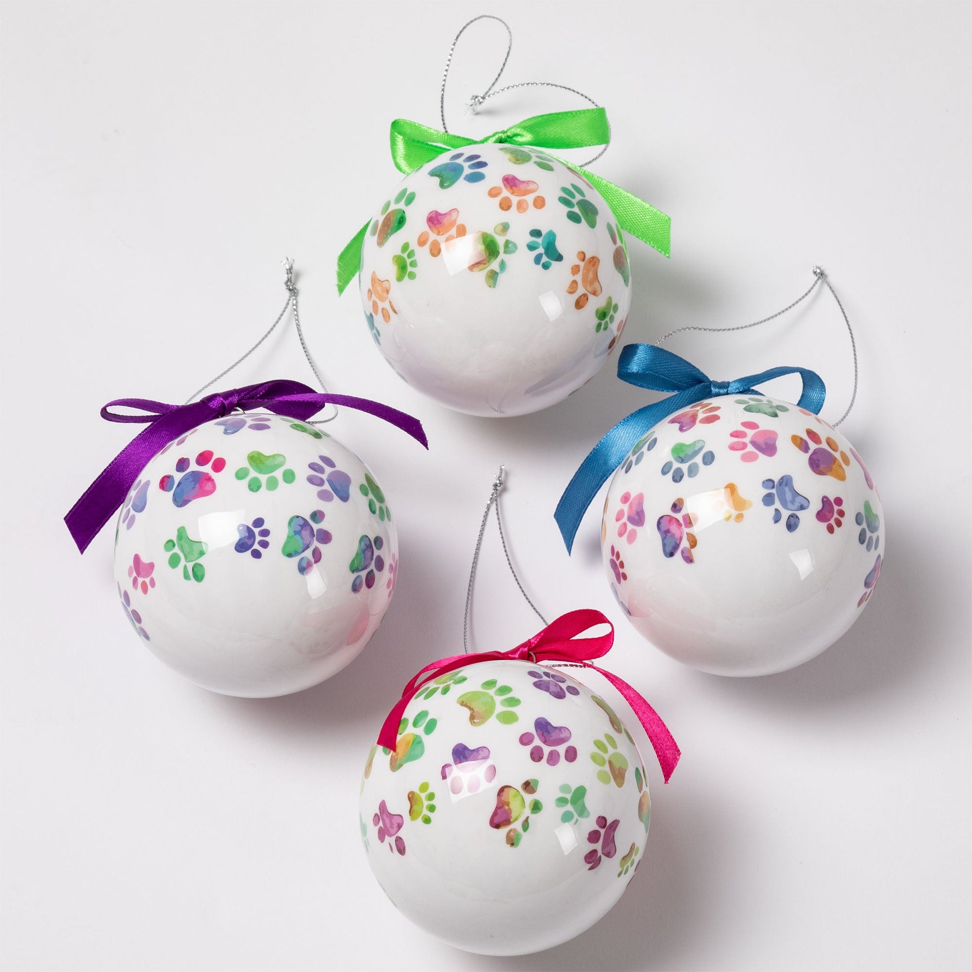 Paw Print Ornaments - Set of 4
