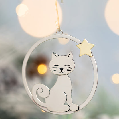 Wish Upon a Star Cat Mixed Metal Ornament