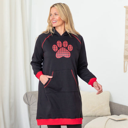 Paw Print Oversized Hooded Sweatshirt