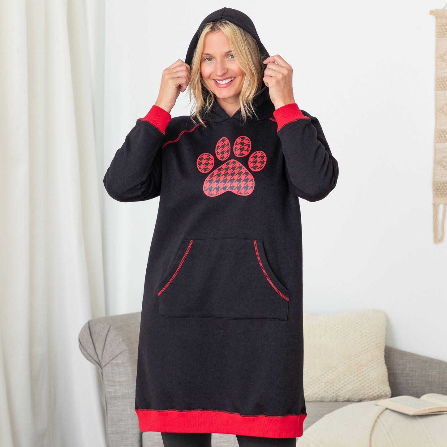 Paw Print Oversized Hooded Sweatshirt