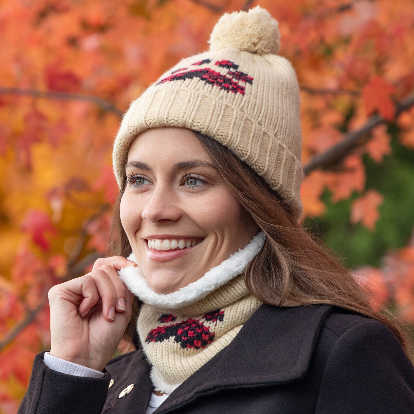 Paw Print Knit Beanie & Neck Warmer Set