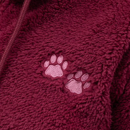 Purple Paws Plush Sherpa Fleece Quarter Zip Hoodie