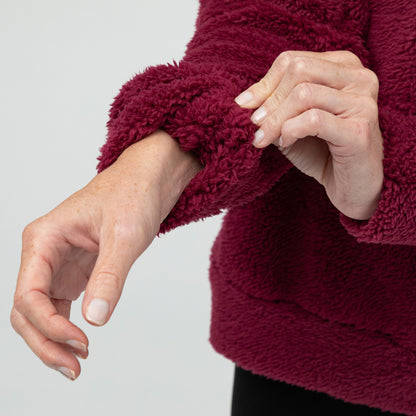 Purple Paws Plush Sherpa Fleece Quarter Zip Hoodie