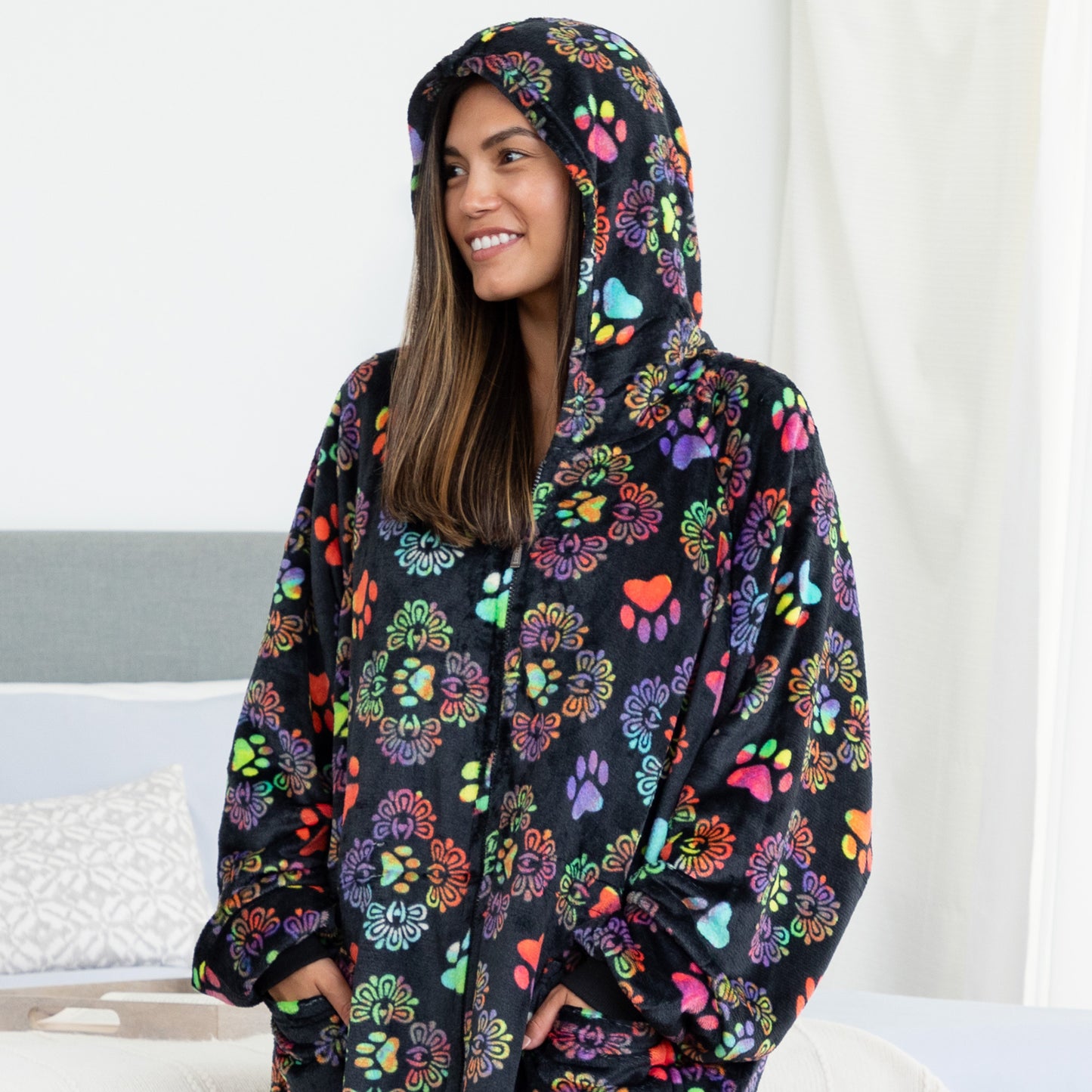 Super Cozy&trade; Premium Full Zip Wearable Hoodie Blanket