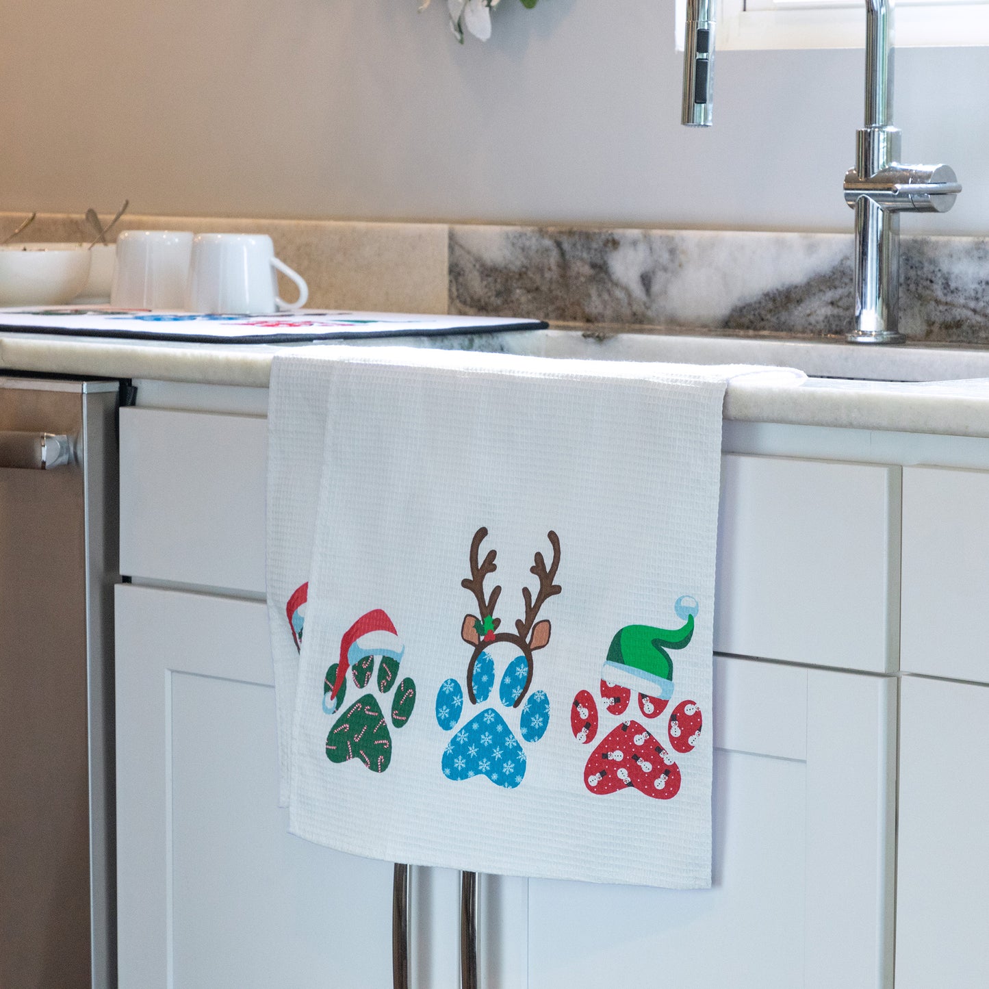 Winter Paws & Gnomes Kitchen Towel - Set of 2
