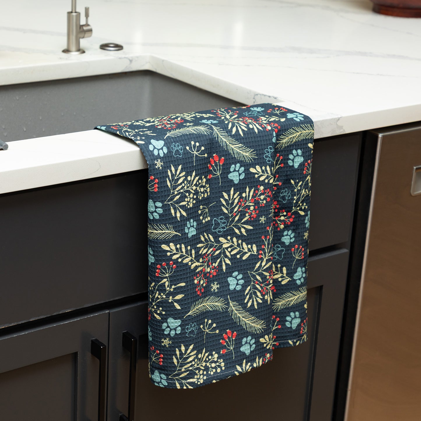 Winter Paws & Gnomes Kitchen Towel - Set of 2