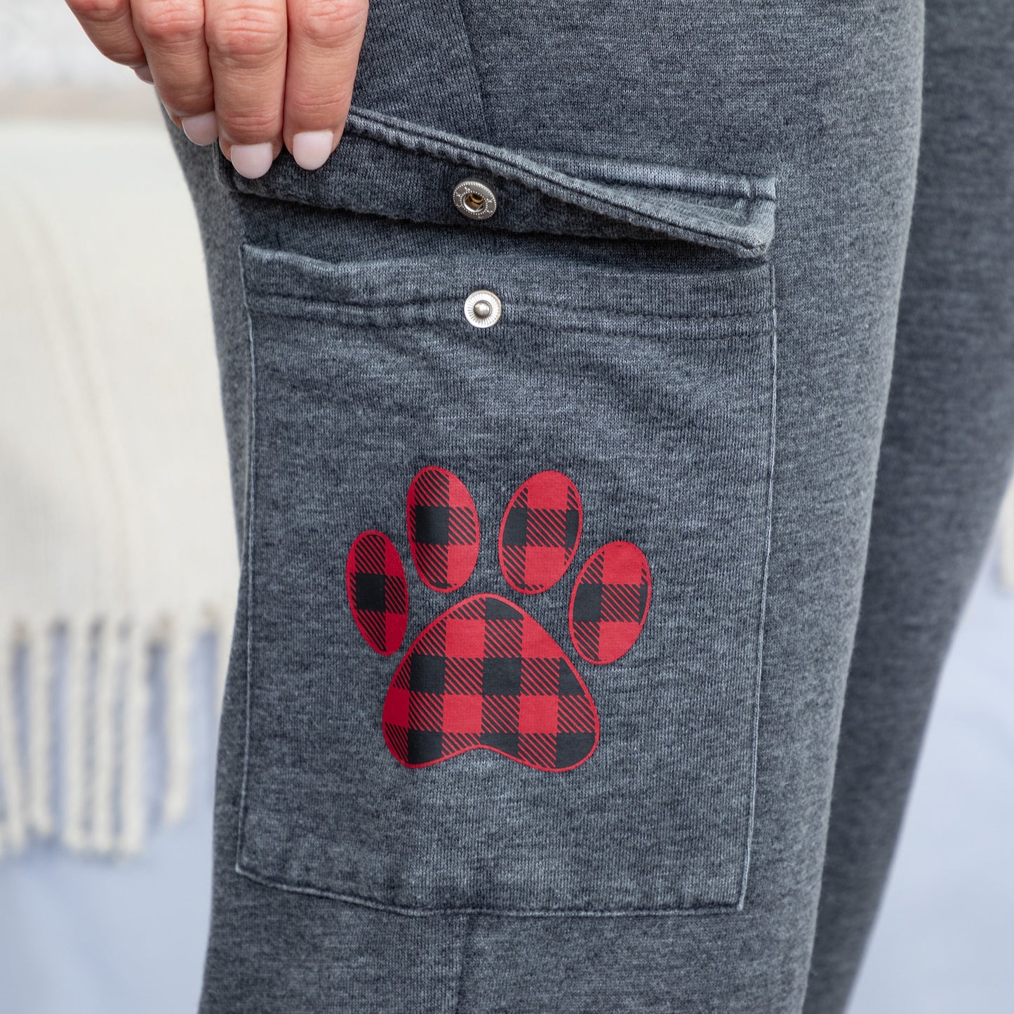 Paw Print Burnout Cargo Pocket Pants